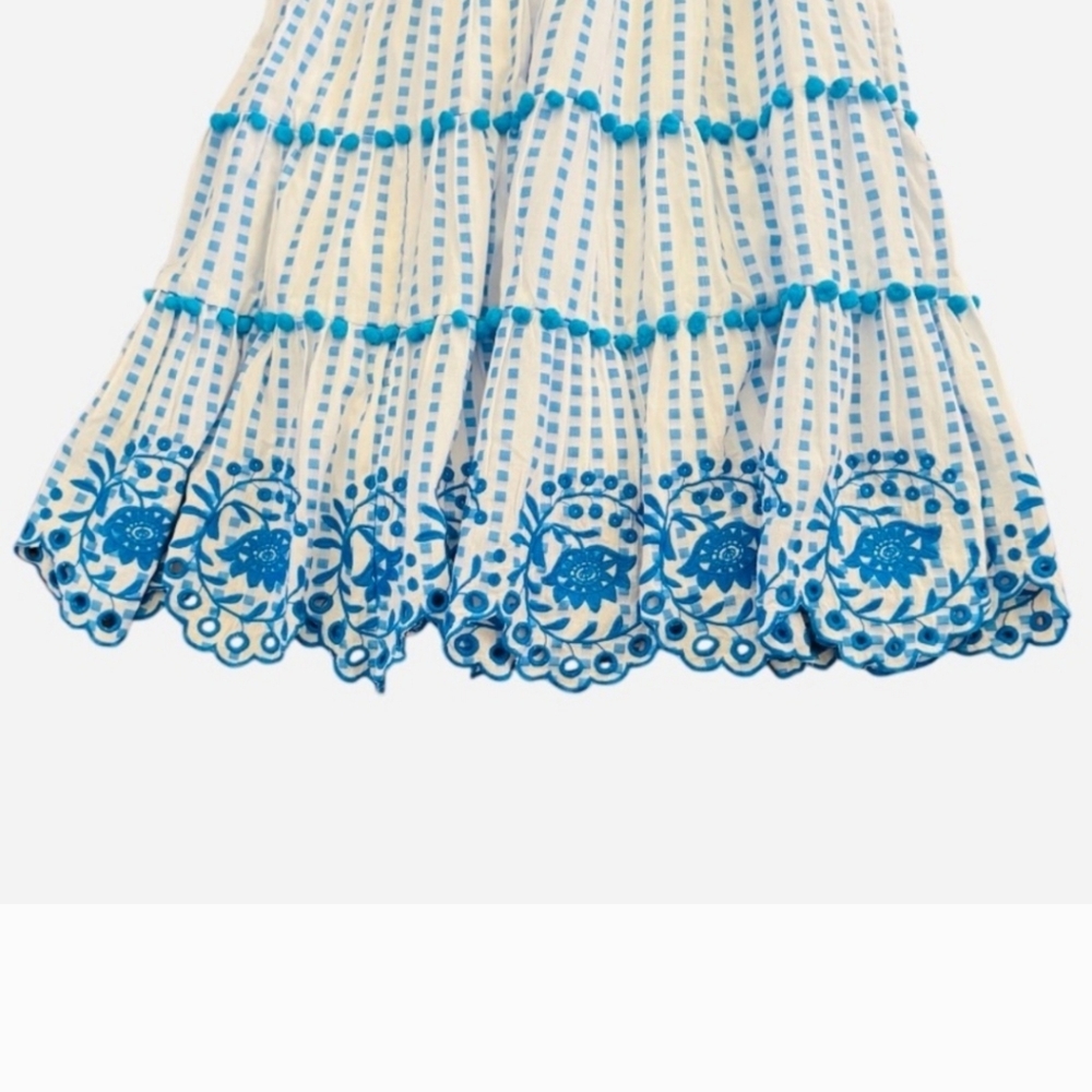 LILLY PULITZER SIDNEY MIDI DRESS BLUE FLARE GINGHAM STRIPE JACQUARD SIZE 8 - Picture 6 of 7